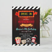 映画の夜のテーマパーティーの可愛いドライブ招待状 招待状 (スタンド正面)