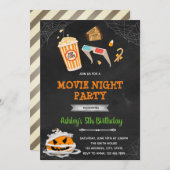 映画の夜のハロウィーンの招待 サンキューカード (正面/裏面)