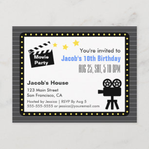 映画の夜のパーティー、誕生日パーティー 招待状