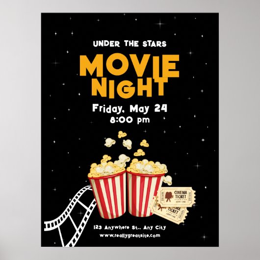 映画の夜のフライヤー、映画の夜の誕生日パーティー ポスター (正面)
