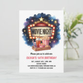 映画の夜のポップコーン子供の誕生日 招待状 (スタンド正面)