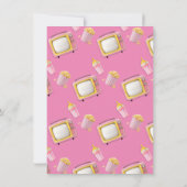 映画の夜の人形レトロピンクTV誕生日パーティー 招待状 (裏面)