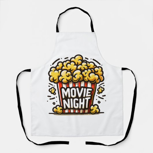 映画の夜の喜び 遊び心のあるポップコーン エプロン (正面)