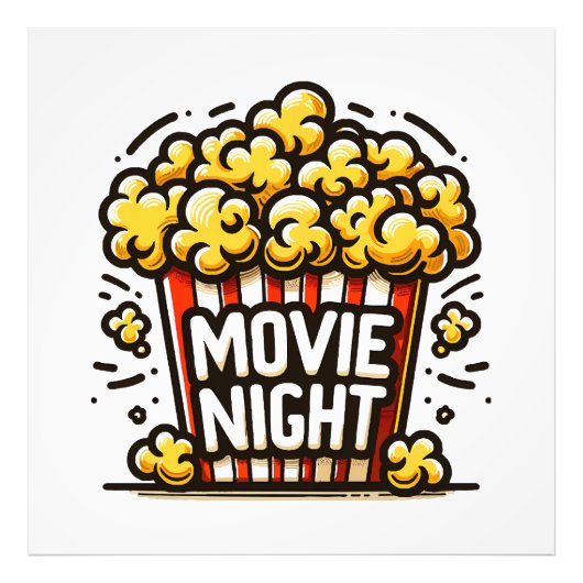 映画の夜の喜び 遊び心のあるポップコーン フォトプリント            (正面)