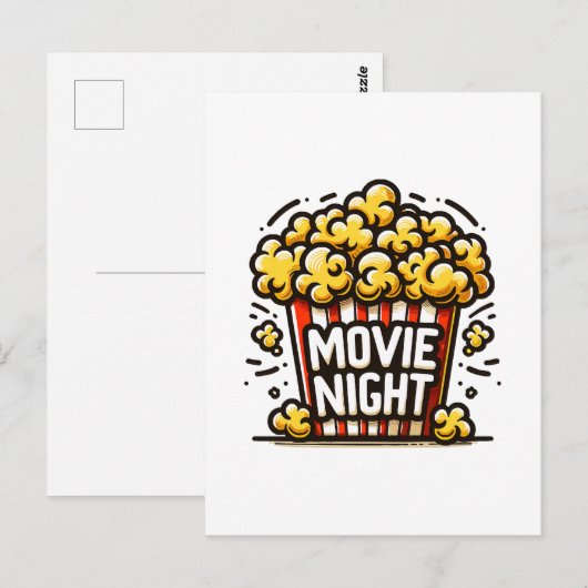 映画の夜の喜び 遊び心のあるポップコーン ポストカード (正面/裏面)