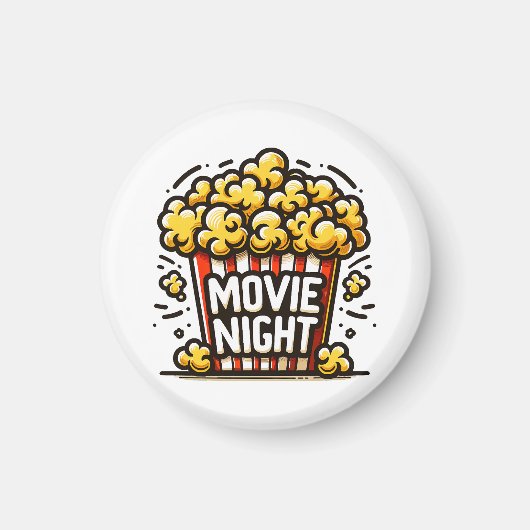 映画の夜の喜び 遊び心のあるポップコーン マグネット (正面)