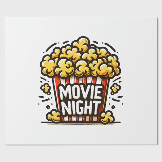 映画の夜の喜び 遊び心のあるポップコーン ラッピングペーパー (フラット)