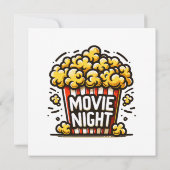 映画の夜の喜び 遊び心のあるポップコーン 招待状 (裏面)