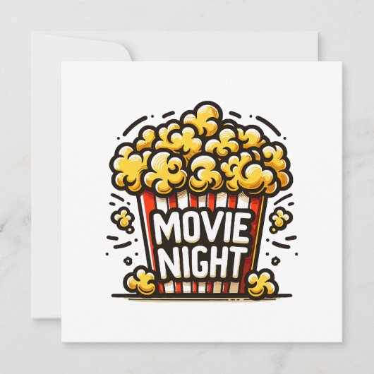 映画の夜の喜び 遊び心のあるポップコーン 招待状 (正面)