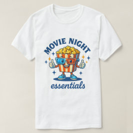 映画の夜の必需品おもしろいポップコーン漫画 Tシャツ