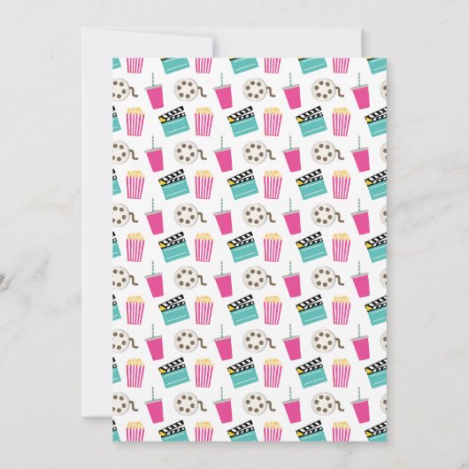 映画の夜の招待状、ピンクの映画の夜 案内状 (裏面)