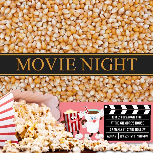 映画の夜の招待状（ピンク） 招待状