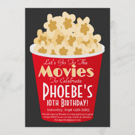 映画の夜の招待状 ポップコーンの誕生日パーティーの招待状 招待状
