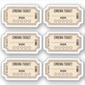 映画の夜の映画スター評価ラベル 映画チケット シール (正面)