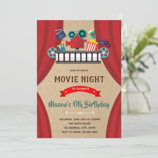 映画の夜の誕生日の招待状 招待状 (スタンド正面)