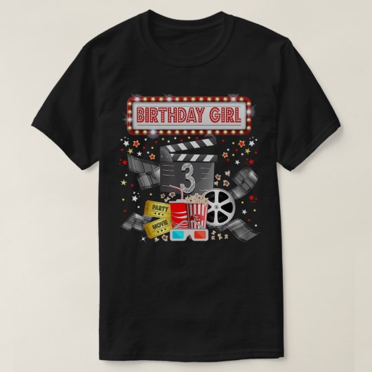 映画の夜の誕生日パーティパジャマスランバーポップコーン Tシャツ (デザイン正面)