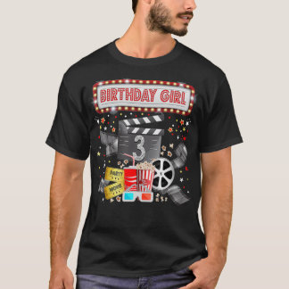 映画の夜の誕生日パーティパジャマスランバーポップコーン Tシャツ