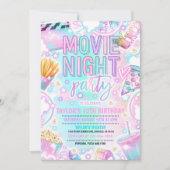 映画の夜の誕生日パーティパステル虹の映画 招待状 (正面)