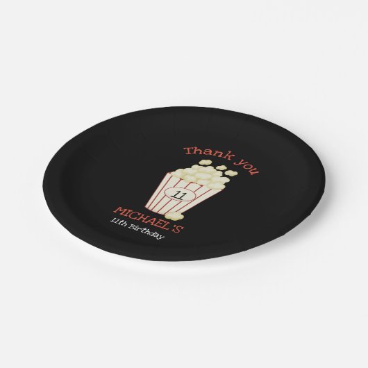 映画の夜の誕生日パーティポップコーンかわいい ペーパープレート (アングル)