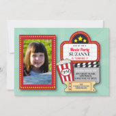 映画の夜の誕生日パーティミントフィルムシネマフォト 招待状 (正面)