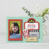 映画の夜の誕生日パーティミントフィルムシネマフォト 招待状 (スタンド正面)