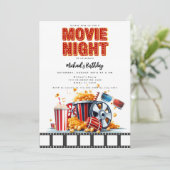 映画の夜の誕生日パーティムービーパーティの招待状 招待状 (スタンド正面)