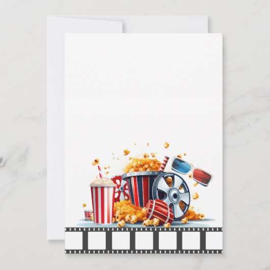 映画の夜の誕生日パーティムービーパーティの招待状 招待状 (裏面)