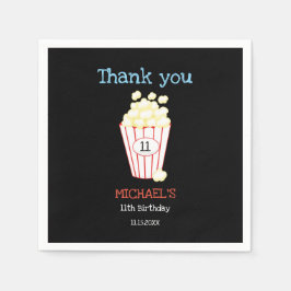 映画の夜の誕生日パーティーかわいいポップコーンの子供 スタンダードカクテルナプキン