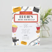 映画の夜の誕生日パーティーの招待シネマ 招待状 (スタンド正面)