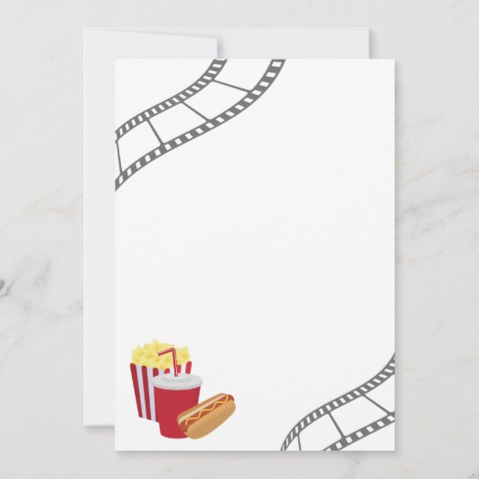 映画の夜の誕生日パーティーの招待シネマ 招待状 (裏面)