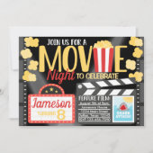 映画の夜の誕生日パーティーの招待招待状 招待状 (正面)