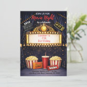 映画の夜の誕生日パーティーの招待状 招待状 (スタンド正面)
