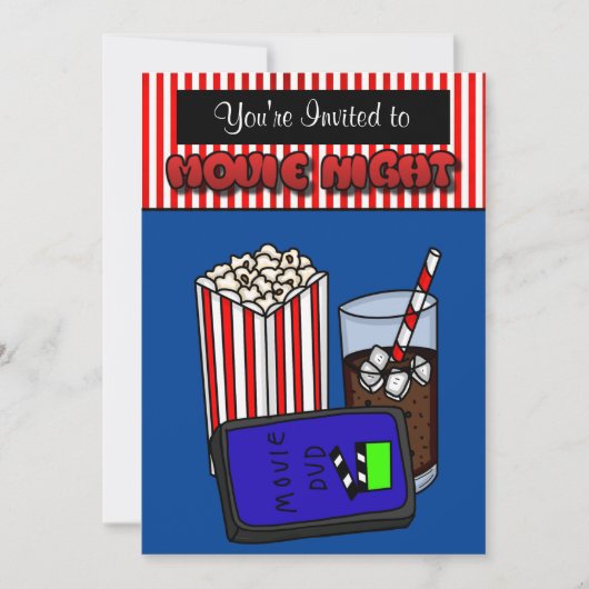 映画の夜の誕生日パーティーの招待状 招待状 (正面)
