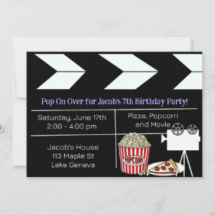 映画の夜の誕生日パーティーの招待状 招待状