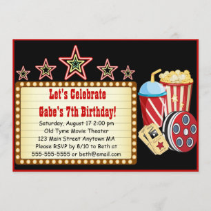 映画の夜の誕生日パーティーの招待 招待状