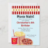 映画の夜の誕生日パーティーの招待 招待状 (正面)
