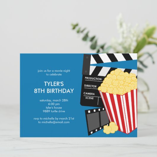 映画の夜の誕生日パーティーへの招待 招待状 (スタンド正面)