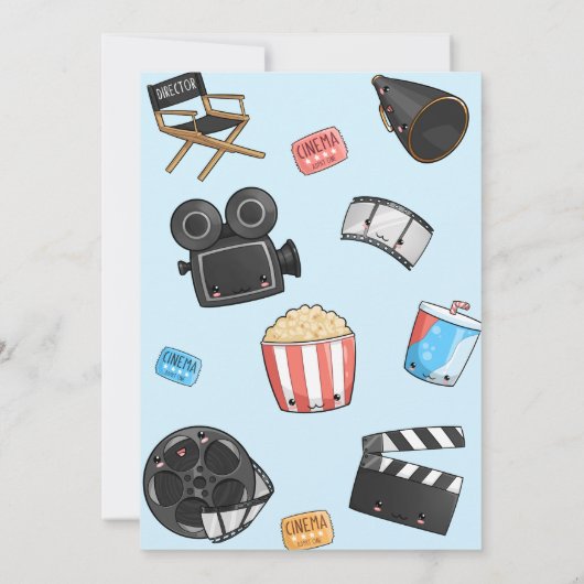 映画の夜の誕生日パーティーへの招待 招待状 (裏面)