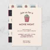 映画の夜の誕生日パーティーへの招待 招待状 (正面/裏面)