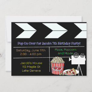 映画の夜の誕生日パーティーへの招待 招待状