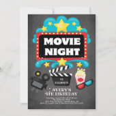 映画の夜の誕生日パーティーへの招待 招待状 (正面)