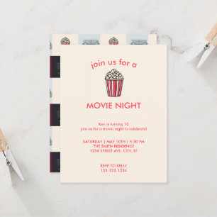 映画の夜の誕生日パーティーへの招待 招待状