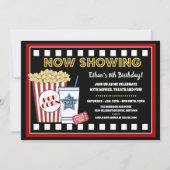 映画の夜の誕生日パーティーへの招待 招待状 (正面)