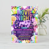 映画の夜の誕生日パーティーパステルレインボー映画 招待状 (スタンド正面)