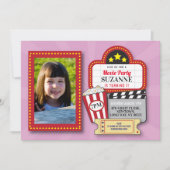 映画の夜の誕生日パーティーピンク映画シネマフォト 招待状 (正面)