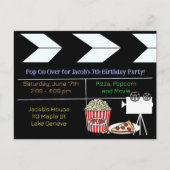 映画の夜の誕生日パーティー招待状 ポストカード (正面)