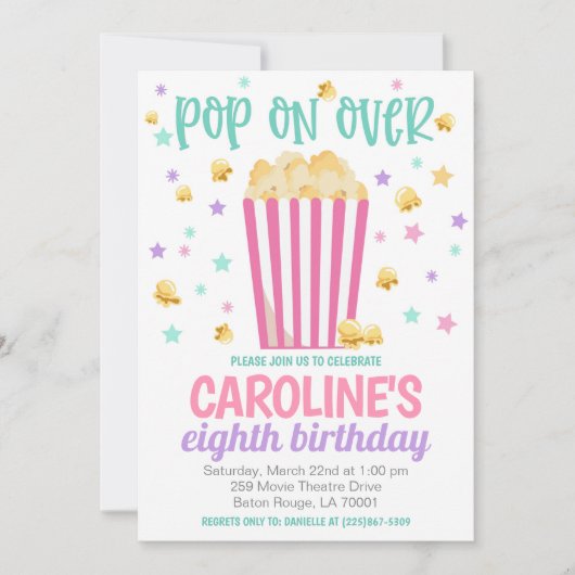映画の夜の誕生日パーティー招待状 招待状 (正面)