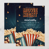 映画の夜の誕生日パーティー招待状 招待状 (正面/裏面)