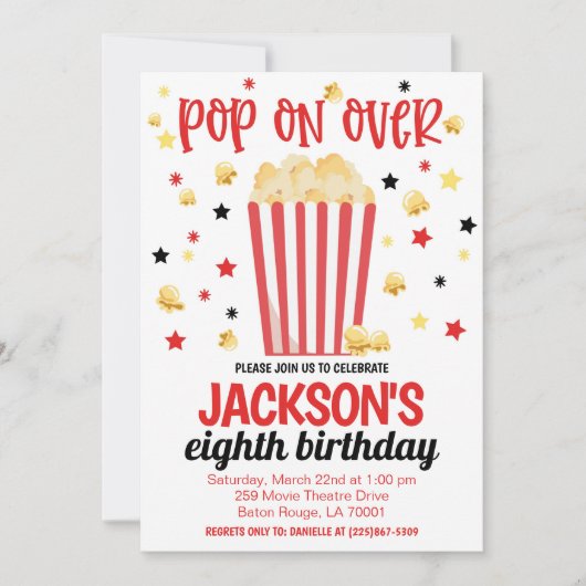 映画の夜の誕生日パーティー招待状 招待状 (正面)