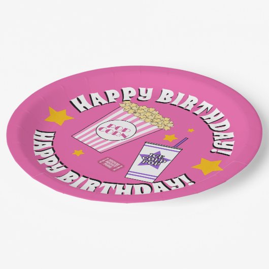 映画の夜の誕生日パーティー ペーパープレート (アングル)